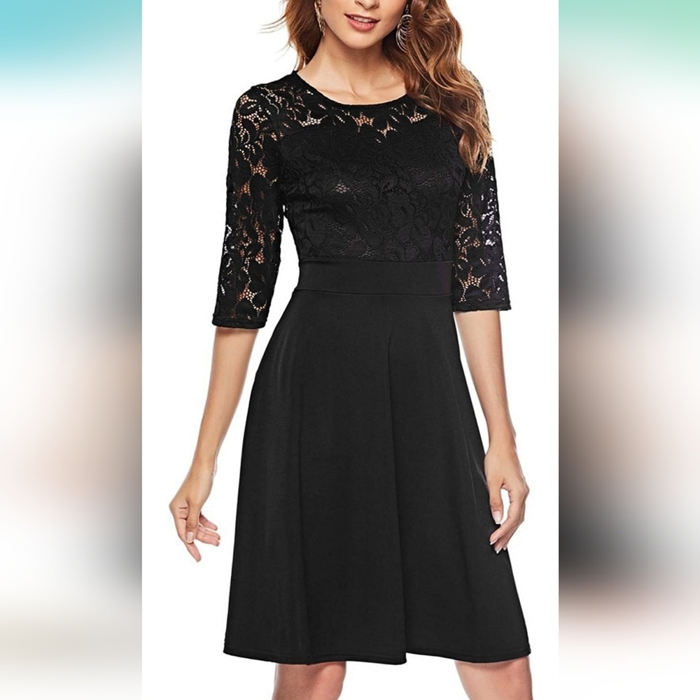 NWT•Vintage Floral Lace Cocktail Dress (L)